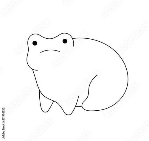 Vector isolated one dude doodle sad frog toad colorless black and white contour line easy drawing