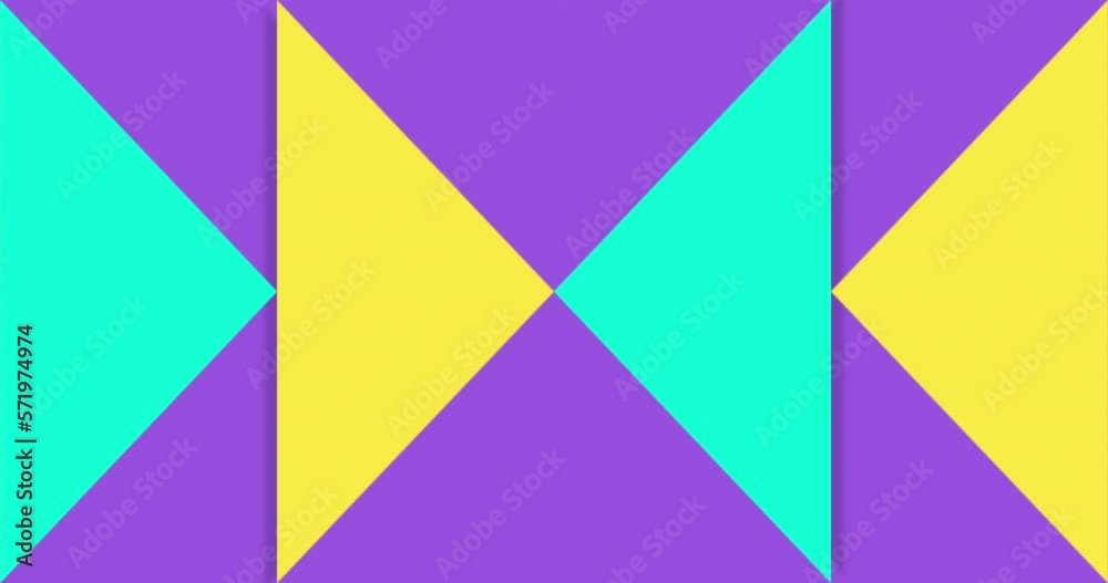 Animated Geometric pattern or background loop. 4K resolution geometric motion design in bright colors. Abstract shapes background with triangles and arrows