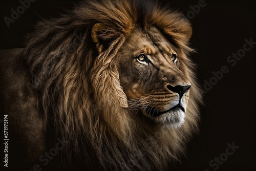 Portrait of a lion up close 