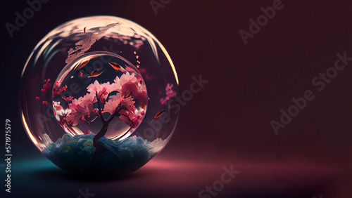  a beautiful sakura flower swimming in translucent water generative ai © Leaf