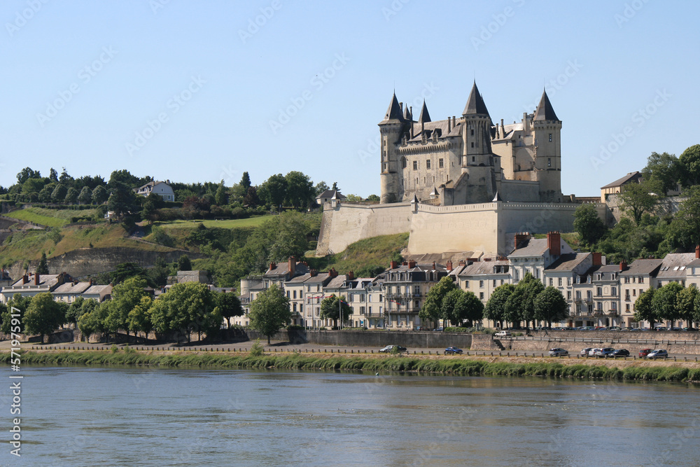 medieval and renaissance castle and river loire in saumur (france)