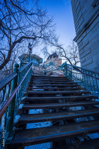 Fototapeta Naklejka Na Ścianę i Meble -  Quebec, the Frontenac staircase leading from old Quebec to the Chateau Frontenac.
