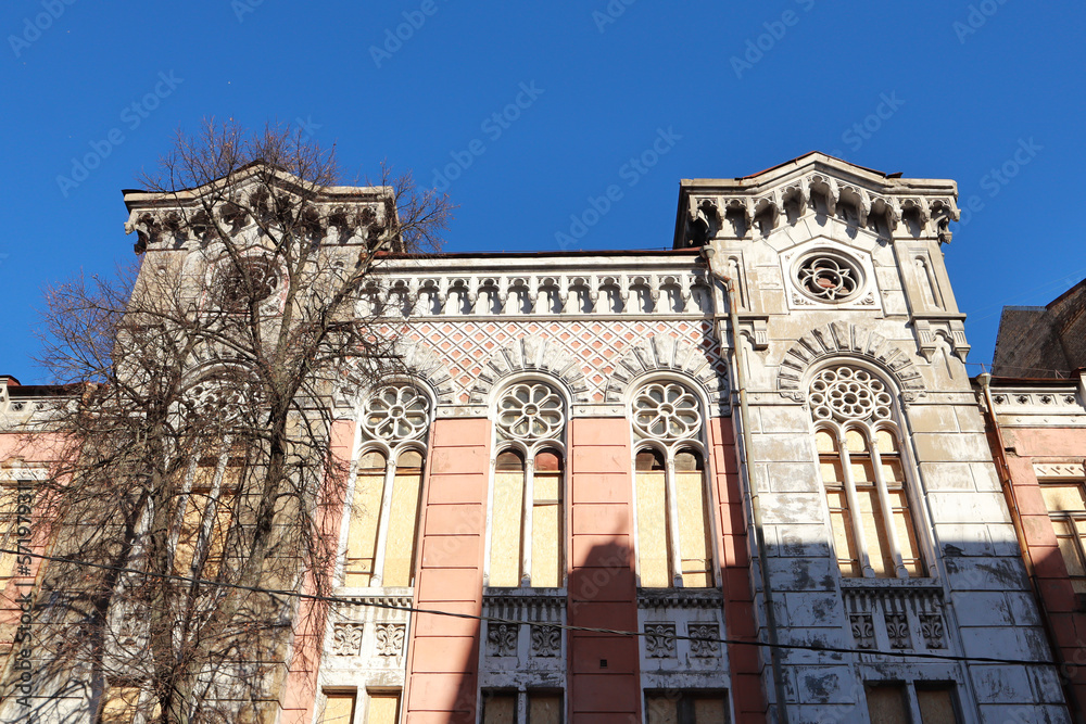 Building of the hospital in the Gothic style (ambulance) on Reitarska street in Kyiv, Ukraine
