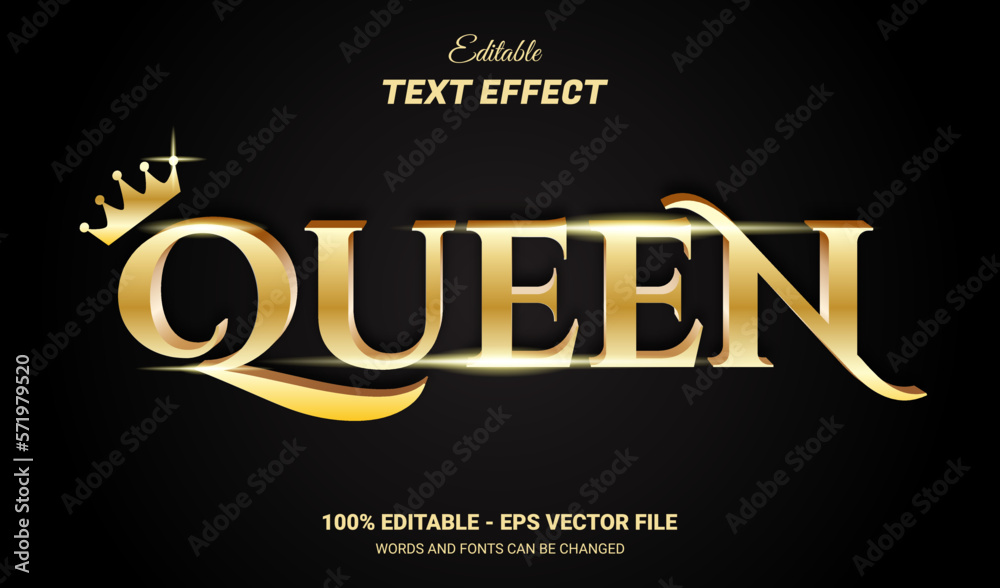 Obraz premium Queen Gold editable text effect