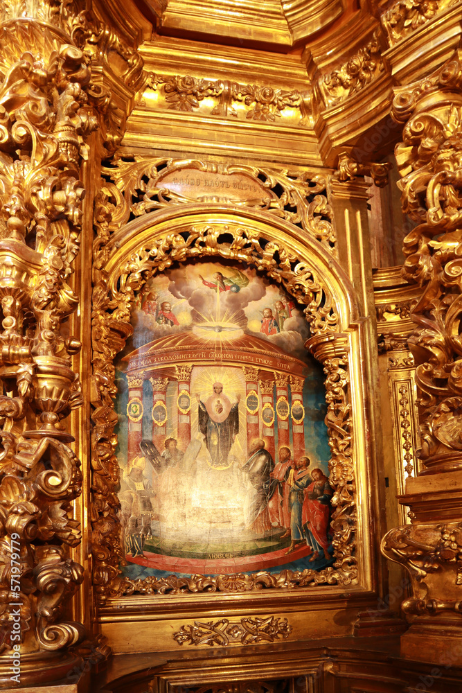 Interior of St. Sophia Cathedral in Kyiv, Ukraine