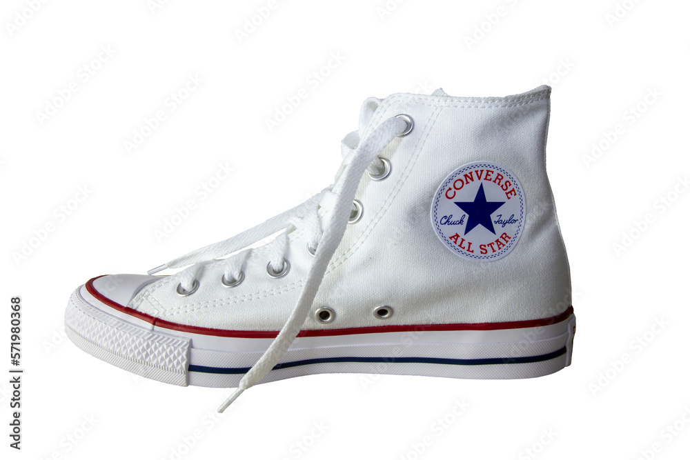 Weiße Converse Chucks Taylor All-Star Hi (freigestellt) Stock Photo ...