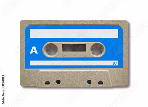 Vintage audio cassette on a white background