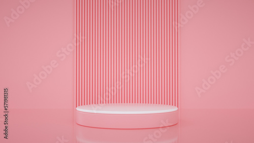 Pink podium in the room, product demonstration room, display background - 3D Illustration