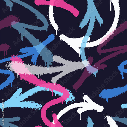 Graffiti spray paint seamless pattern. Vector illustration.