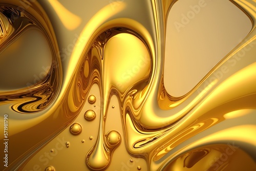 Liquid gold splashes and waves  generative ai