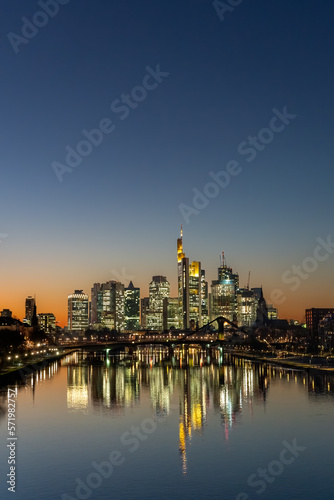 Frankfurt main skyline at night