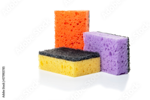 dish washing sponges isolated on a white background. Colored sponges