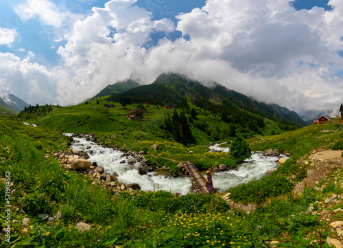 Elevit Plateau in Rize. This plateau located in Camlihemsin district of Rize province. Kackar Mountains region. Rize, Turkey. photo