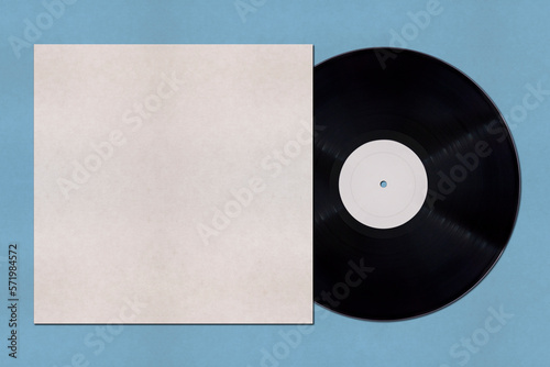 Vinyl record and cover mockup with copy space
