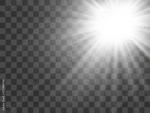 Bright beautiful star.Illustration of a light effect on a transparent background.   