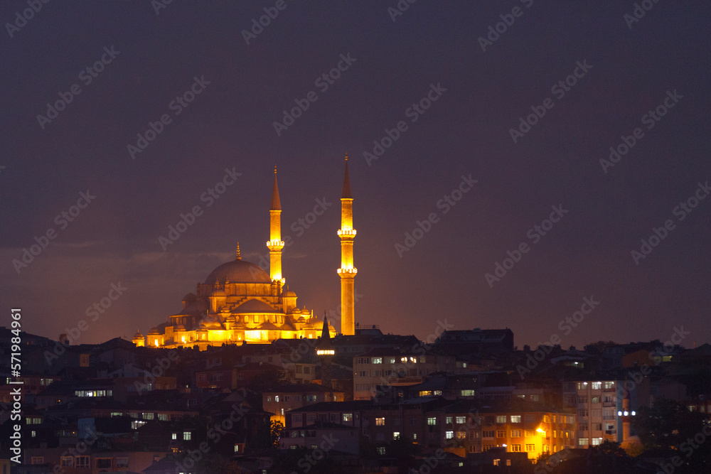 Naklejka premium Fatih Mosque in Istanbul by night