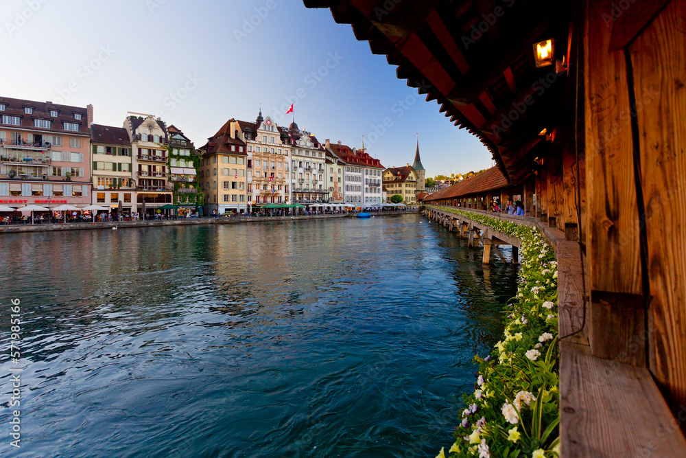 Luzern am Abend, Vierwaldstättersee, Schweiz