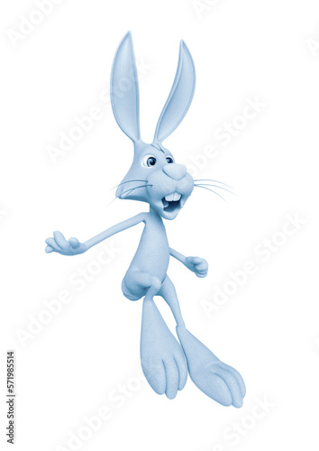 rabbit cartoon is trying to stop after running fast