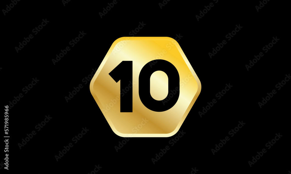 Number Gold Hexagon Elegant Business Logo Number Gold Hexagon Elegant Business Logo