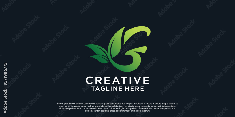 Illustration of leaf letter logo G unique concept Premium Vector