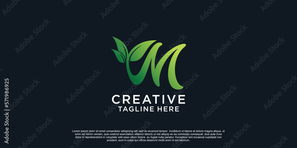 Illustration of leaf letter logo M unique concept Premium Vector Illustration of leaf letter logo M unique concept Premium Vector