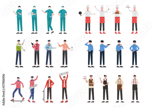 Bundle of many career character 9 sets, 24 poses of various professions, lifestyles, photo