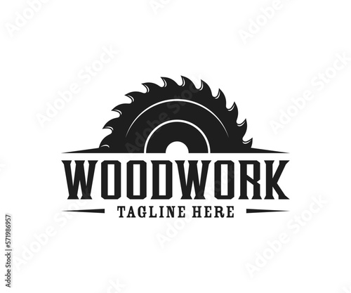 Carpentry, woodworking logo design. Sawmill or saw logo design template