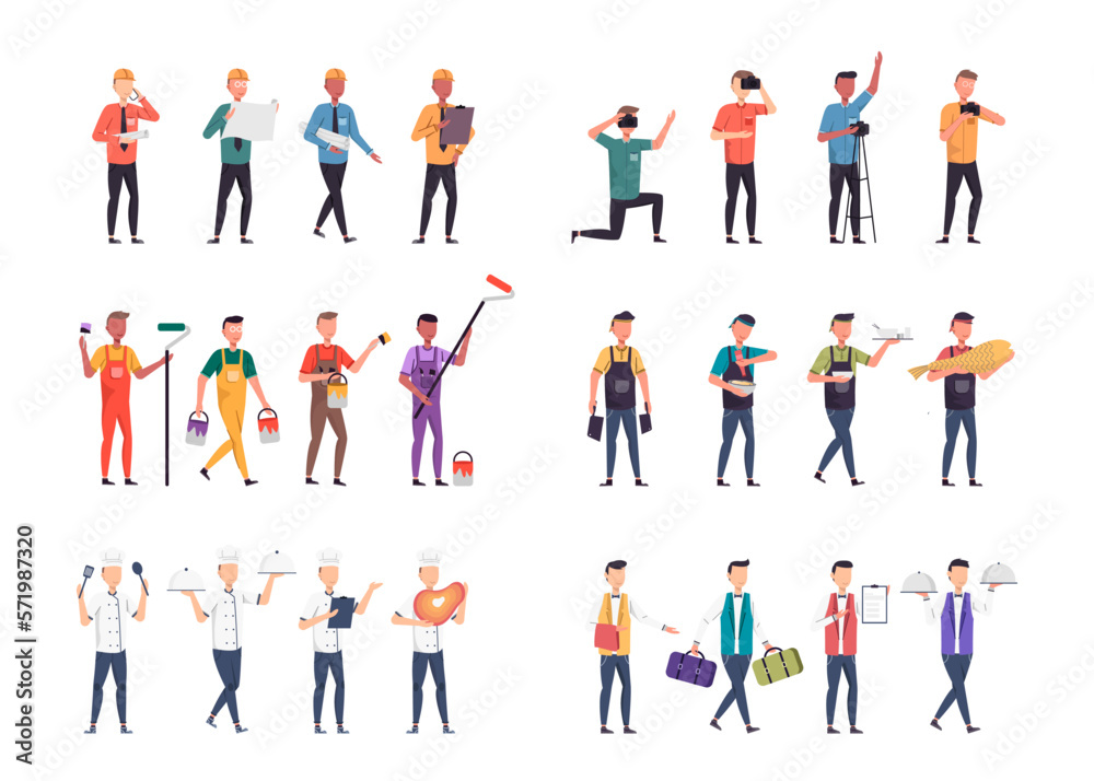 Bundle of many career character 6 sets, 24 poses of various professions, lifestyles,