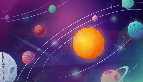 Cartoon Space Planets Composition