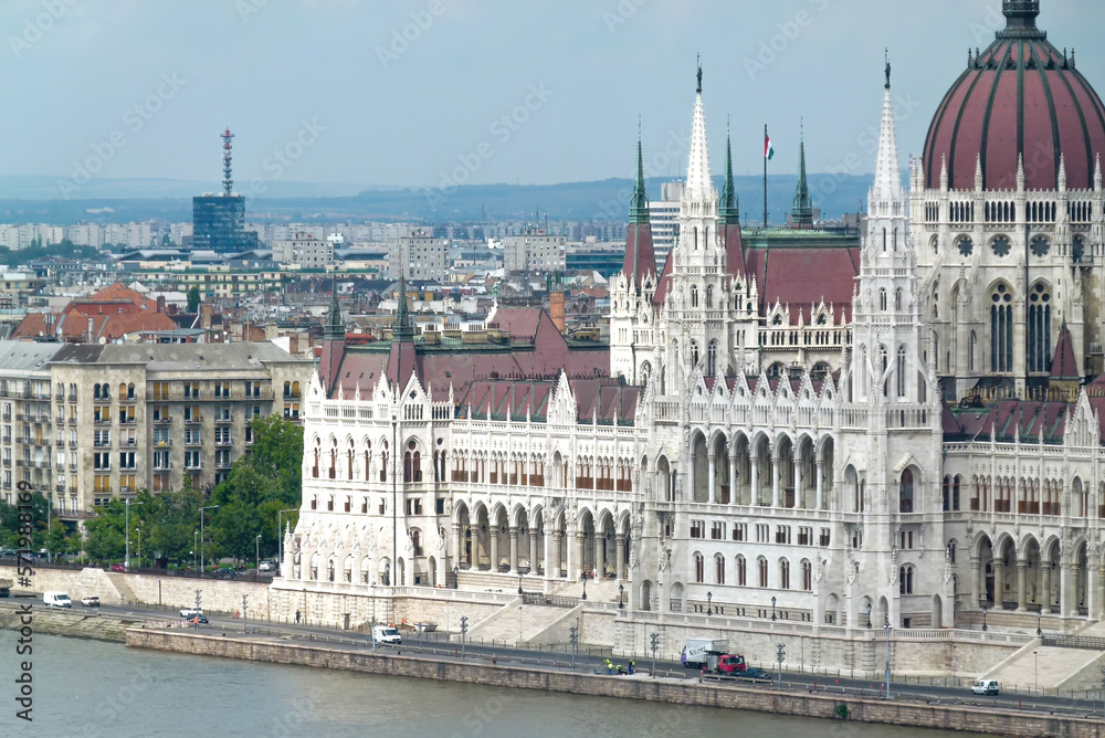 Fototapeta premium Panoramic view on the Parliament House in Budapest.