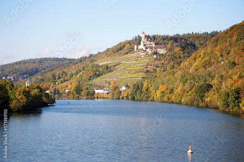 Hornberg Castle in the Neckar Valley, Neckarzimmern between Heidelberg and Heilbronn, Baden-Württemberg, Germany, Europe photo