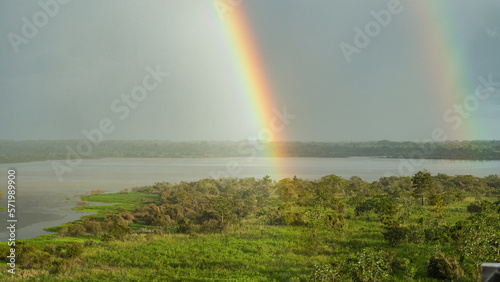 Double Rainbow on Amazon Rainforest, Iquitos Peru photo