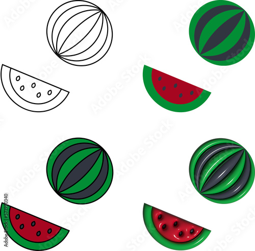 Pack of watermelon icons photo