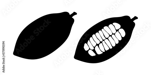 Silhouette of cocoa beans.