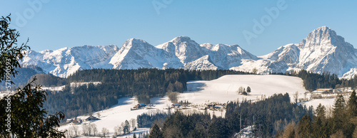 Totes Gebirge with snow and sunny winter landscape