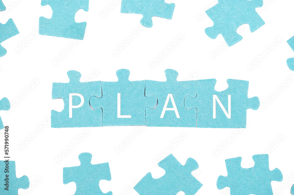 Puzzle pieces on a white background. Business concept or web banner, header for plan Puzzle pieces on a white background. Business concept or web banner, header for plan