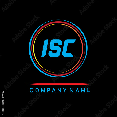 ISC letter logo design. ISC letter in circle on black background. ISC minimalist and classic logo design. ISC modern alphabet vector design. lettering design on black background. photo