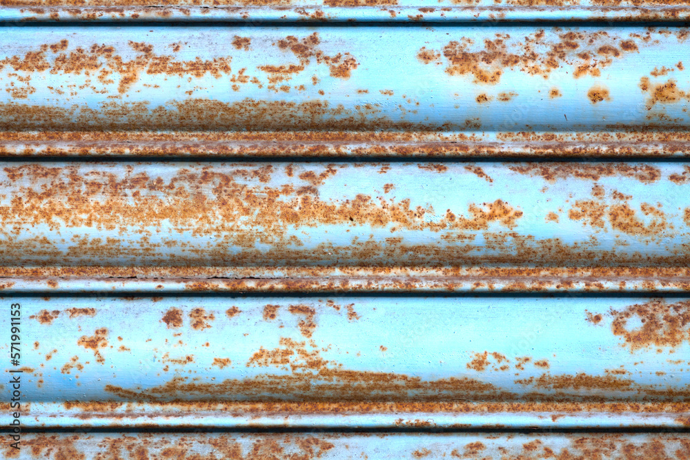 Rusty cyan iron shutter background