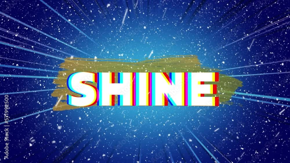 Animation of shine text over snow falling on blue background Animation of shine text over snow falling on blue background