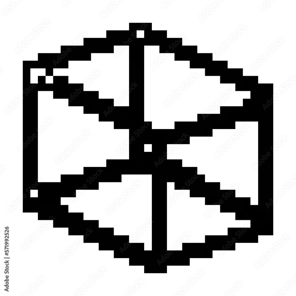Cube icon black-white vector pixel art icon