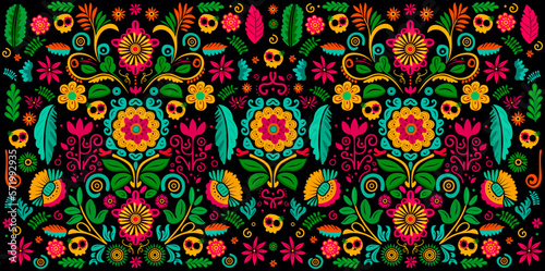 PATRON FLORAL INSPIRADO EN CULTURA MEXICANA AZTECA.