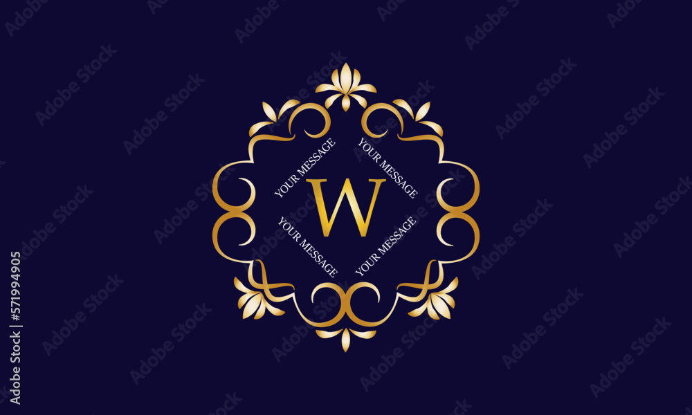 Elegant monogram design template with initial letter W. Luxury elegant ornament logo for restaurant, boutique, hotel, fashion, business.