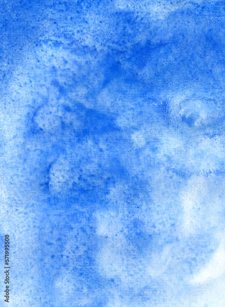hand drawn abstract blue watercolor background with texture and stains