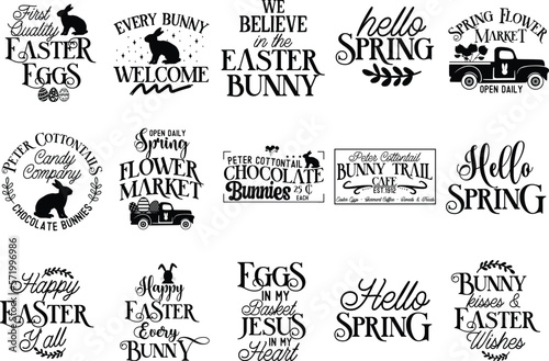 Rustic Easter SVG Bundle  Happy Easter svg  Farmhouse Easter svg  Rustic sign svg  Bunny Kisses Easter Wishes svg  Cottontail Candy Co svg