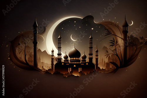 Islamic ramadan kareem and eid greeting background Generative AI
