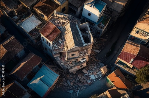 Turkey earthquake, destroyed houses after the earthquake. Disaster in Turkey, top view of the earthquake photo