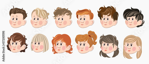 Collection set of twelve different group teenager people avatar portraits