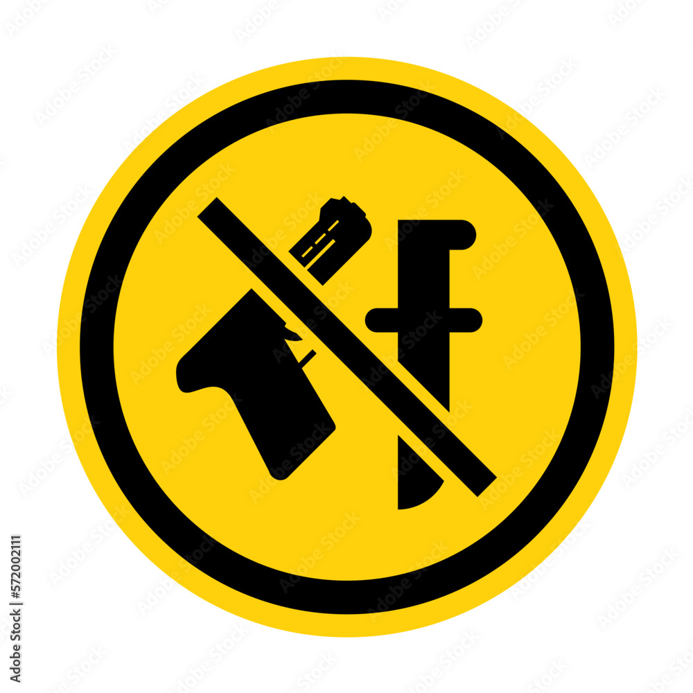 Weapon prohibited icon. Forbidding, No weapons, with gun and knife. Weapon prohibited icon. Forbidding, No weapons, with gun and knife.