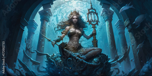 The sunken mystical city of Atlantis. Generative AI