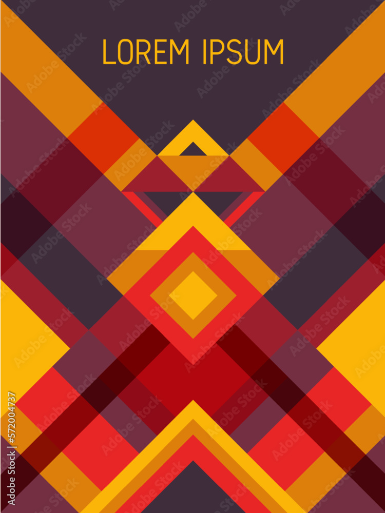 Cover page layout vector template geometric design with triangles and stripes pattern. Cover page layout vector template geometric design with triangles and stripes pattern.